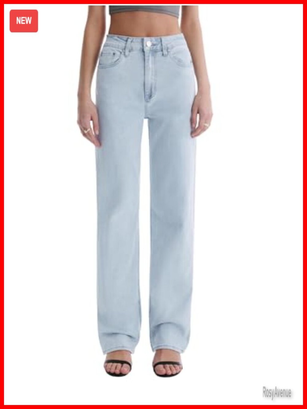 High Waisted Straight Leg Stretchy Jeans Trendy Casual Denim Pants